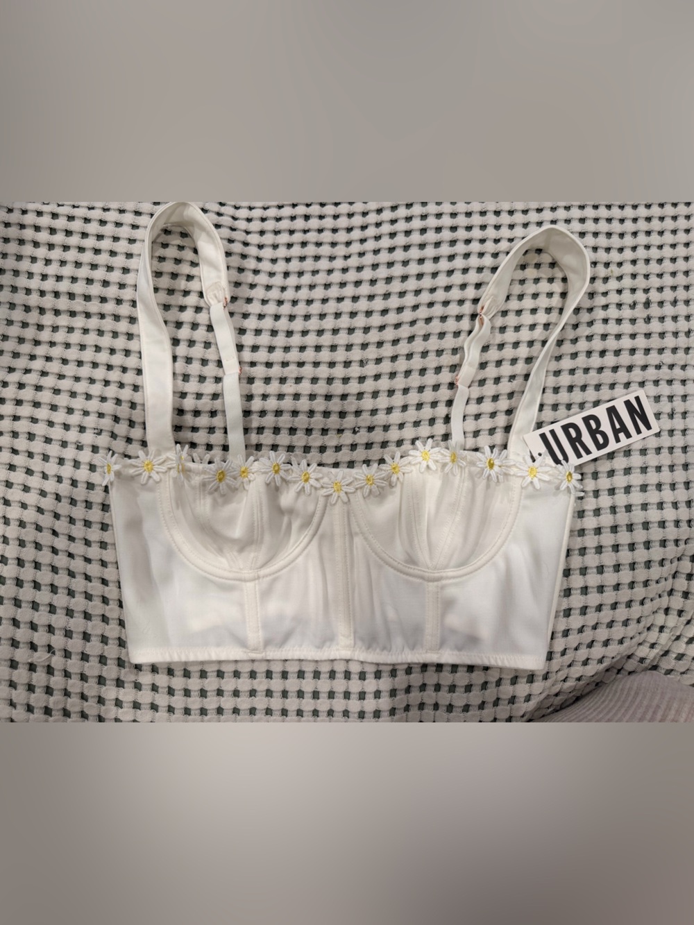 Urban outfitters out from under White Daisy Trim Bralette with Yellow Centers
